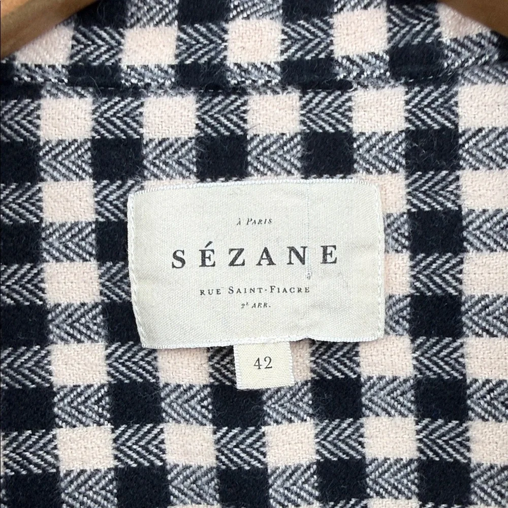 SÉZANE black and ecru Max flannel button up shirt 10 - Picture 3 of 8